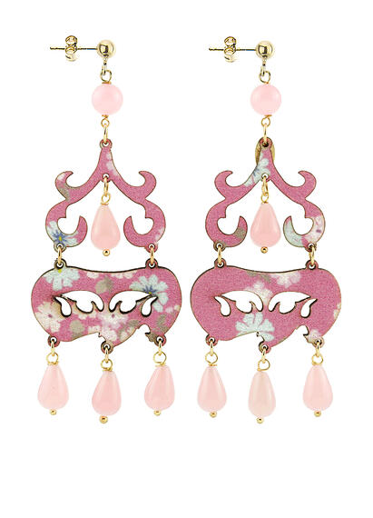 Orecchini Chandelier Corto Rosa - Lebole Maison